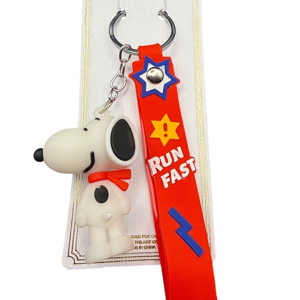 Snoopy‎ Run Fast Keychain Charm Red Lanyard Silicone